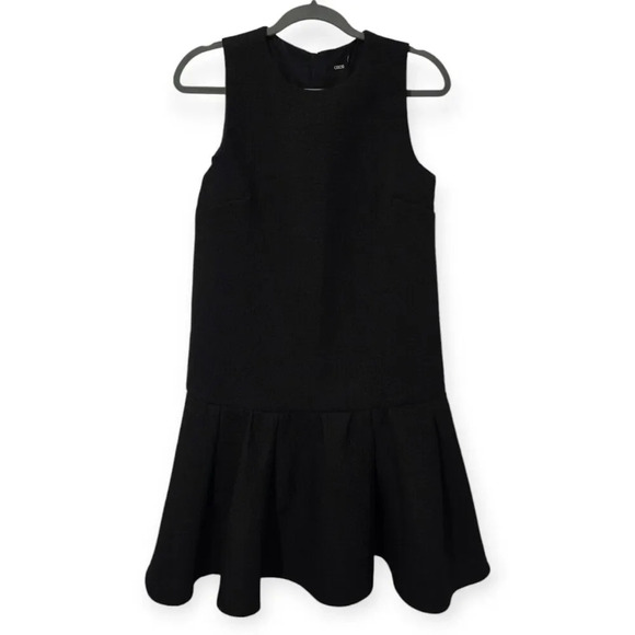 ASOS Size 4 Black Floral Drop Hem Peplum Mini Dress Gold Zipper - Picture 1 of 5
